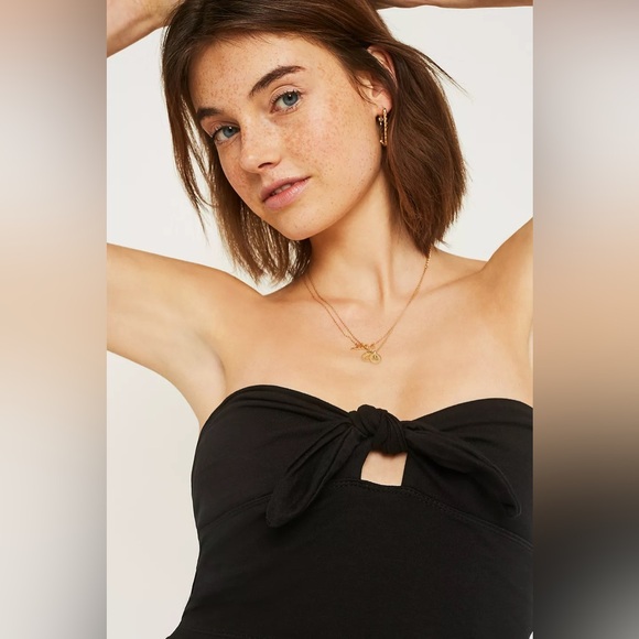 UO Truly Madly Deeply Tie Front Tube Top Black - Picture 4 of 7